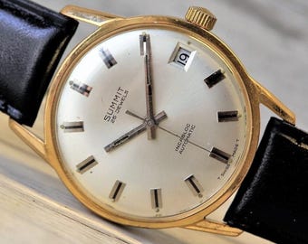 Summit Automatic, 25 jewels -1960s, Mechanical Leather Watch Cal. Felsa 4007N, Swiss made Men's Watch, SWISS MENS WATCH, Men's Vintage Watch