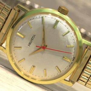 SWISS Vintage watch &quot;HELVETIA&quot; - 1960&#39;s, Cal. H 859, 17 Jewels, sweep second, Swiss watch, Mechanical watch, Men&#39;s Watch, Unique wrist watch