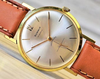 SWISS Vintage watch "SUMMIT"- 1960's, Cal. P 320, 17 Rubis, sweep second, Swiss watch, Mechanical watch, Men's Watch, Unique  watch