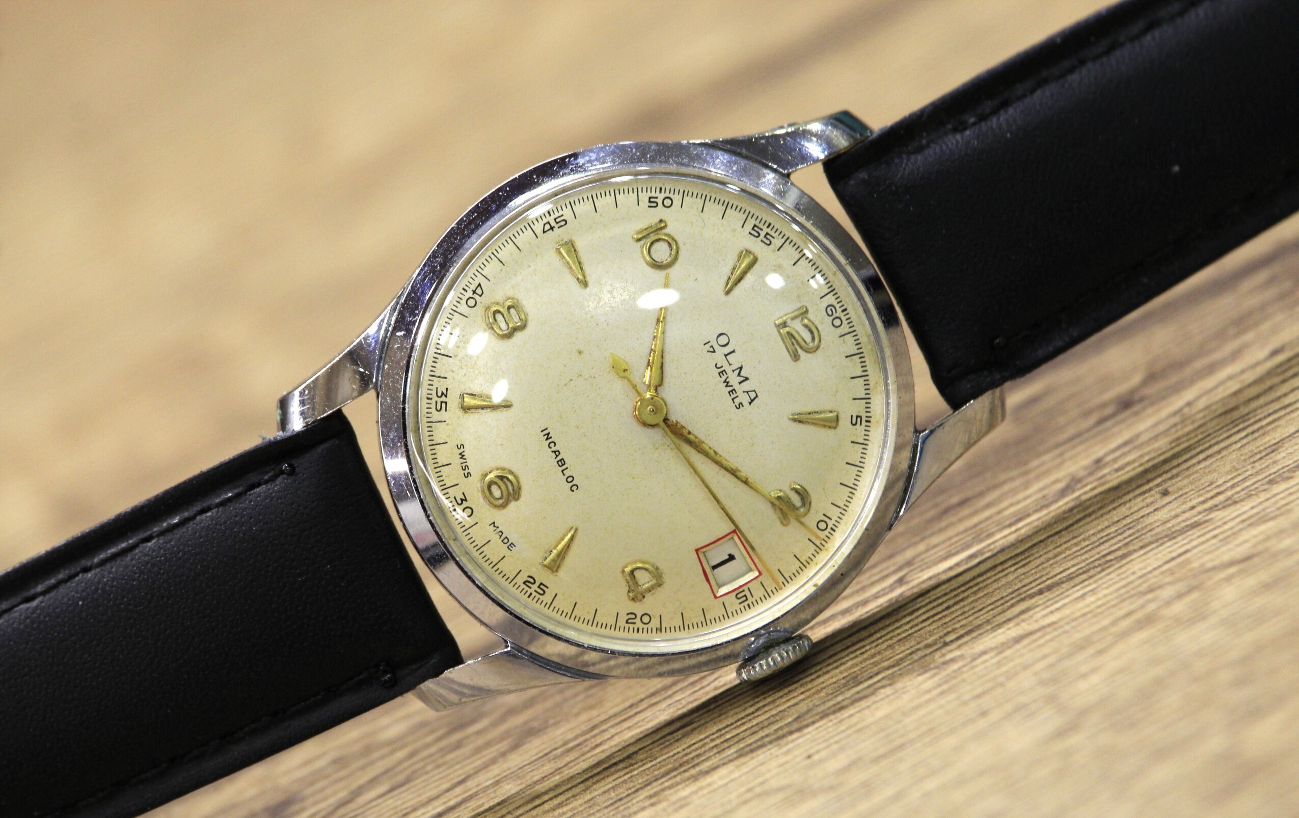 Vintage svizzero OLMA 17 gioielli Cal. ETA 1093 orologio vintage da uomo orologio meccanico in pelle Etsy Italia