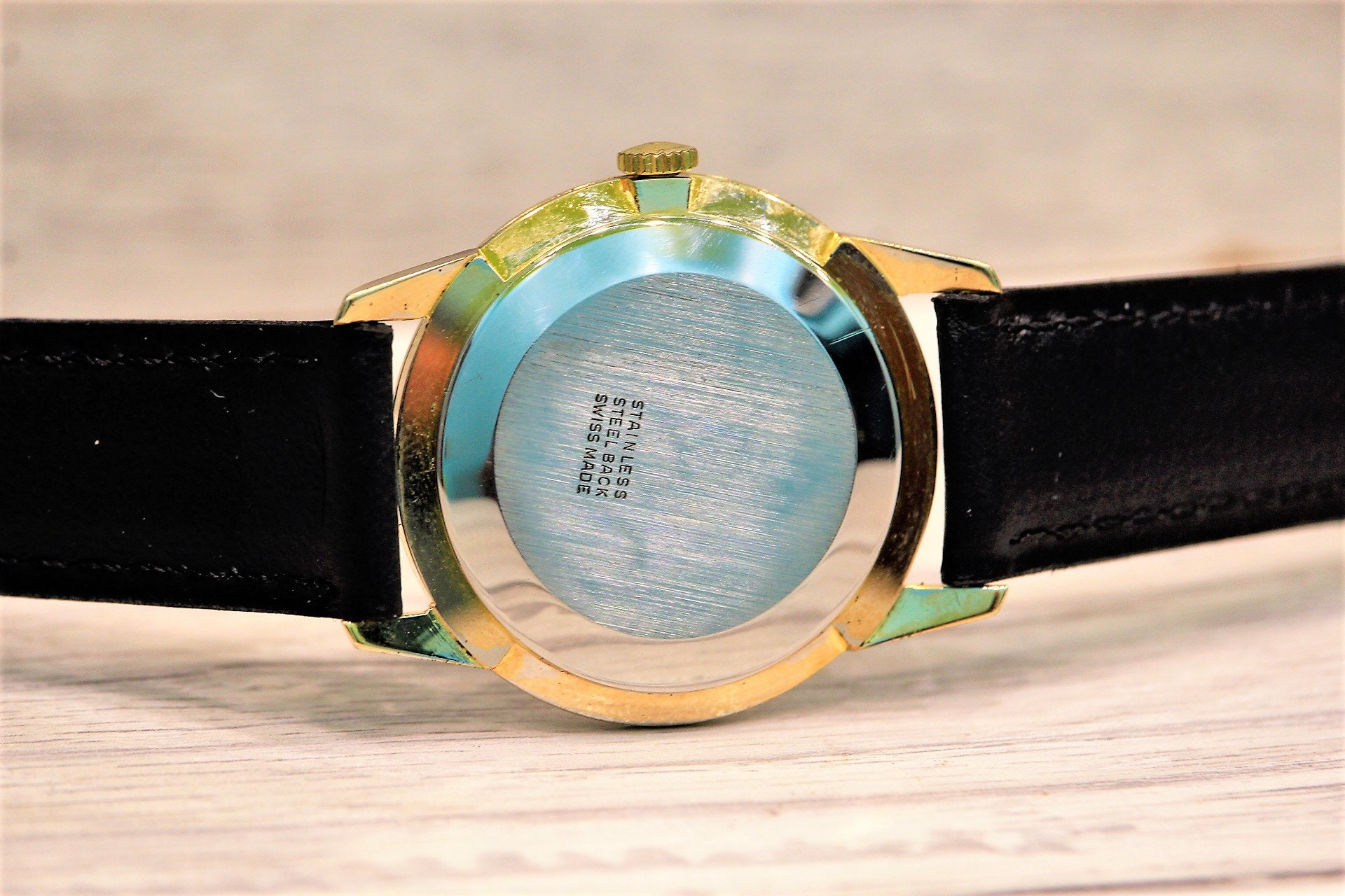 Montine of Switzerland, 17jewels-1960s, Mechanical Leather Watch