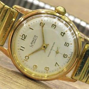 SWISS Vintage men&#39;s watch &quot;LANCO&quot;- 1960&#39;s, 17 Jewels, Cal. L 1022, Swiss watch, mechanical watch, manual wind, Men&#39;s Watch, Wrist watch