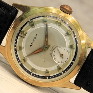 ANKER - Vintage German Men&#39;s Watch - 15 jewels, Men&#39;s VINTAGE WATCH, Gents Watch, German watch, Dress watch, Leather Watch