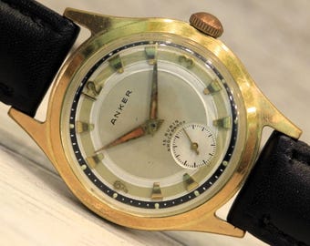 ANKER - Vintage German Men's Watch - 15 jewels, Men's VINTAGE WATCH, Gents Watch, German watch, Dress watch, Leather Watch
