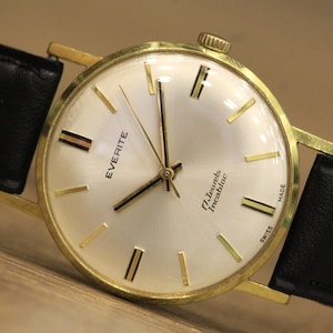 Vintage Swiss Watch &quot;EVERITE&quot; - 1960s, 17 Jewels, Manual Wind, Men&#39;s Dress Watch, Gold-Tone Case, Incabloc Shockproof, Swiss Made