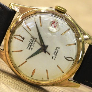 Automatic watch &quot;RAMONA&quot; - 25 Jewels, Men&#39;s Vintage Watch, Swiss watch Cal. F 4002, Men&#39;s Swiss watch, Vintage Mechanical watch, Wrist watch