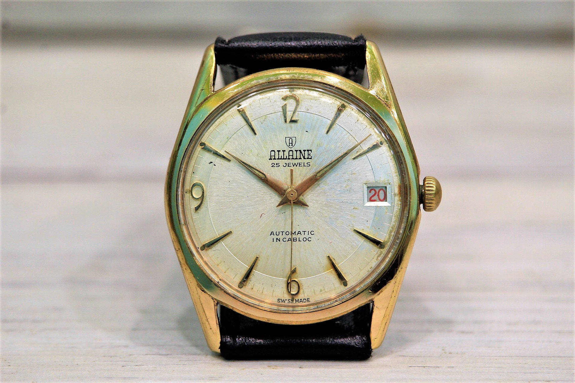 Vintage Watch ALLAINE 25 Jewels Automatic Men s Vintage Watch Swiss Watch Cal. F 4007N Men s Swiss Watch Mechanical Watch Wrist Watch Etsy Australia