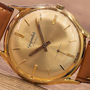 Vintage watch &quot;GIGANDET&quot; 17 Jewels, Cal. FHF 81, Men&#39;s swiss Vintage Watch, Swiss watch, Mechanical Swiss watch, Wrist watch, Leather watch.