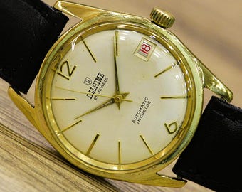 Vintage Automatic watch ALLAINE 25 Jewels, With date, Men's Vintage Watch, Swiss watch Cal. F 4007N, Men's Swiss watch, Mechanical watch