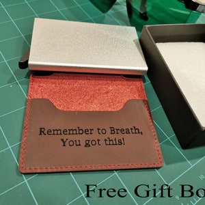 Personalized Fathers Day Gifts,Minimalist Slim Pop Up Genuine Leather Wallet,Magnetic Closure.Handwriting Custom Engraved Unisex Card Holder Red