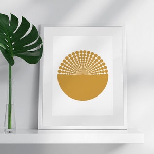 Circular Geometric Modern Wall Art, Minimalist Design, Abstract Illustration Mid Century