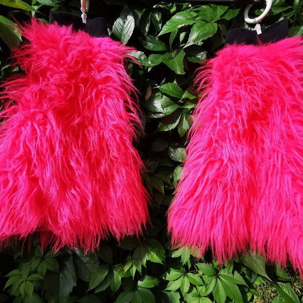 Neon Pink Furry Faux Fur Legwarmers * Fluffies, size M/L