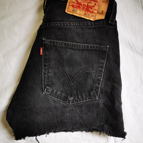 Womens Vintage 90s Black Levi's 501 Denim High Waist Cut-Off Shorts, size W29