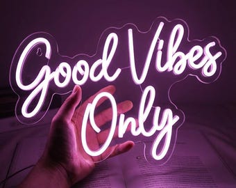Good Vibes Only Neon Sign, Neon Sign Custom, Neon Wedding Sign, Neon Sign Wall decor, Neon Sign Bar, Aesthetic Neon Sign Bedroom