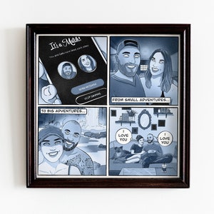 Personalized Custom Comic Strip Wall Art in Greyscale