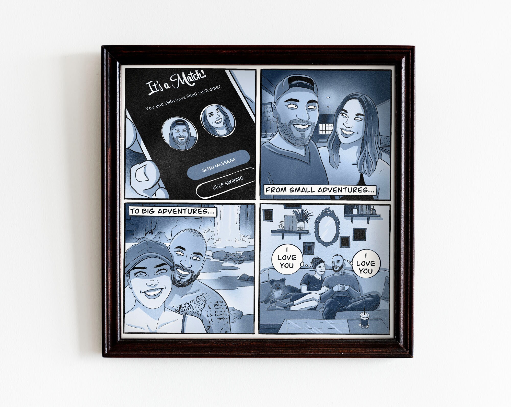 Personalized Custom Comic Strip Wall Art in Greyscale Etsy
