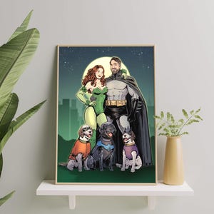 Capa de história em quadrinhos personalizada, presente de arte de super-herói personalizado para fãs de histórias em quadrinhos