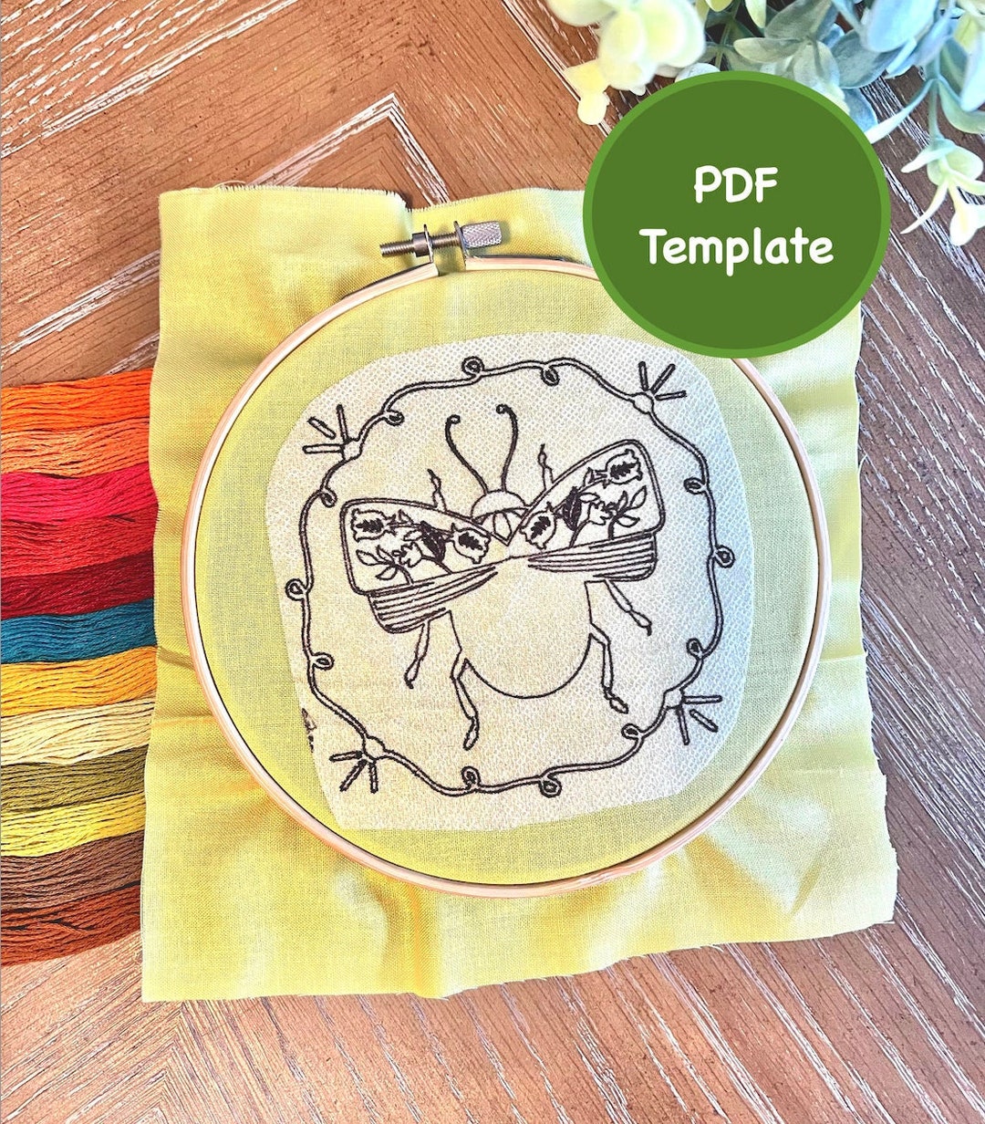 Flower Beetle - Hand Embroidery PDF Template - Etsy