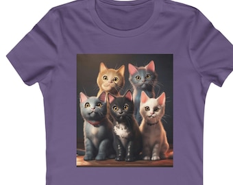 Minimalist Cat Art Tee for Women - Cute Feline Design, Soft & Comfy, Animal Shirt for Cat Lovers, Cool Cats Fashion