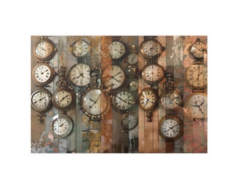 Art of Time Poster: Vintage Clock and Watch Collage