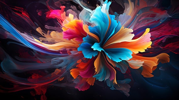 Floral Fusion enchanting digital images that beautifully blend the vividness of colorful flowers with the allure of darkness hyper realistic