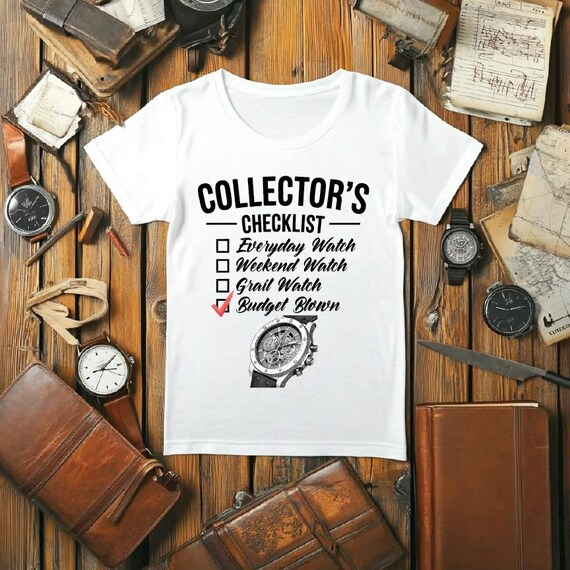 Watch Lovers Funny Graphic Tee - Budget Blown Checklist Shirt Gift for Horology Enthusiasts