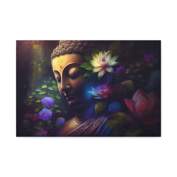 Serene Buddha on Stretched Canvas - Beautiful Zen Art Print for Yoga and Meditation