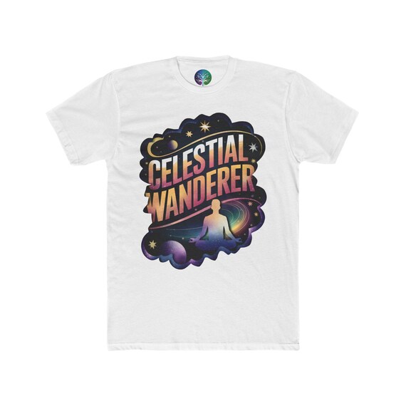Celestial Wanderer Graphic T-Shirt | Meditative Cosmic Design for Yoga & Space Lovers | Galaxy Inspired Tee