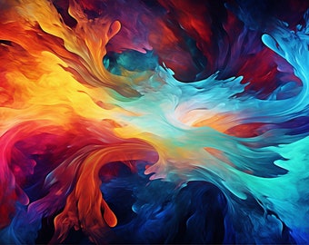 Color Symphony - an abstract painting that captivates with its vibrant water art. fusion of techniques resulting in sharp and vivid colors