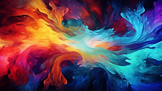 Color Symphony - an abstract painting that captivates with its vibrant water art. fusion of techniques resulting in sharp and vivid colors