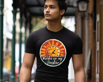 Artistic Sun Watch Dial T-Shirt | Vibrant Horology Enthusiast Top