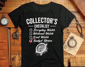Camiseta divertida con estampado para amantes de los relojes - Camiseta con la frase "Lista de verificación de presupuesto excedido" - Regalo para entusiastas de la relojería