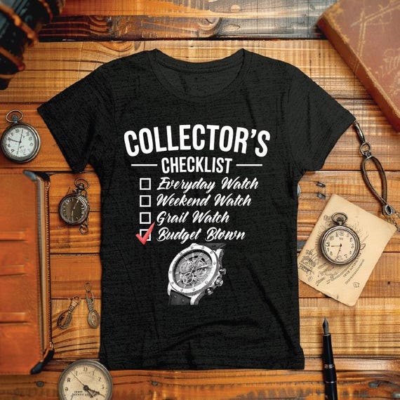 Watch Lovers Funny Graphic Tee - Budget Blown Checklist Shirt Gift for Horology Enthusiasts