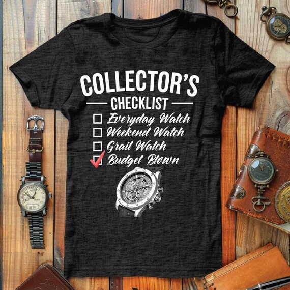 Watch Lovers Funny Graphic Tee - Budget Blown Checklist Shirt Gift for Horology Enthusiasts