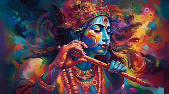 Mystical Images of Hindu God Playing the Flute for Inner Peace and Calming Meditation