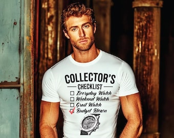 Watch Lovers Funny Graphic Tee - Budget Blown Checklist Shirt Gift for Horology Enthusiasts