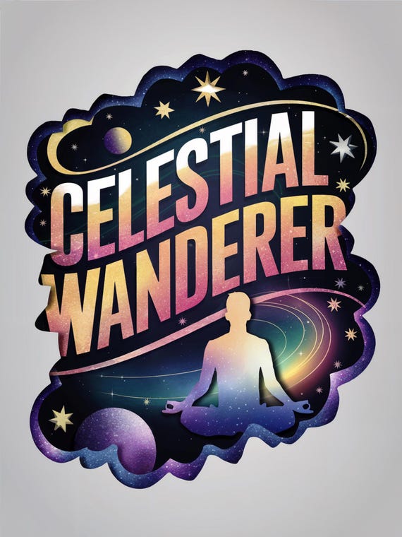 Celestial Wanderer Graphic T-Shirt | Meditative Cosmic Design for Yoga & Space Lovers | Galaxy Inspired Tee