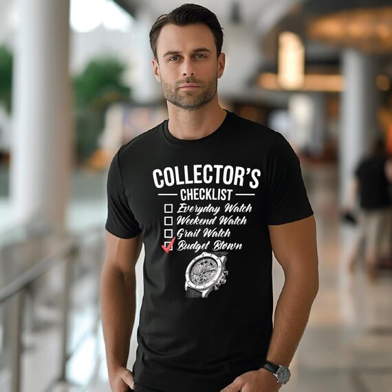 Watch Lovers Funny Graphic Tee - Budget Blown Checklist Shirt Gift for Horology Enthusiasts