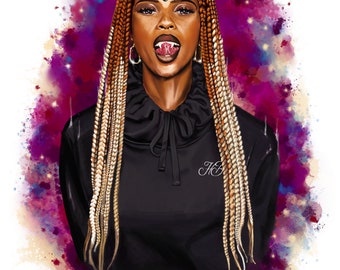 IAMDDB High-Quality Art Print Poster 50x70 Digital FanArt Portrait Urban Jazz Hip-Hop Future Vibes - Helly Bounty