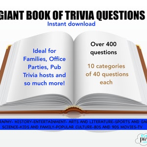 TRIVIA QUESTIONS- 40 rounds trivia questions- Trivia Game- Instant download Trivia- Trivia Host Questions- Quiz Night Game- Pub Trivia Game