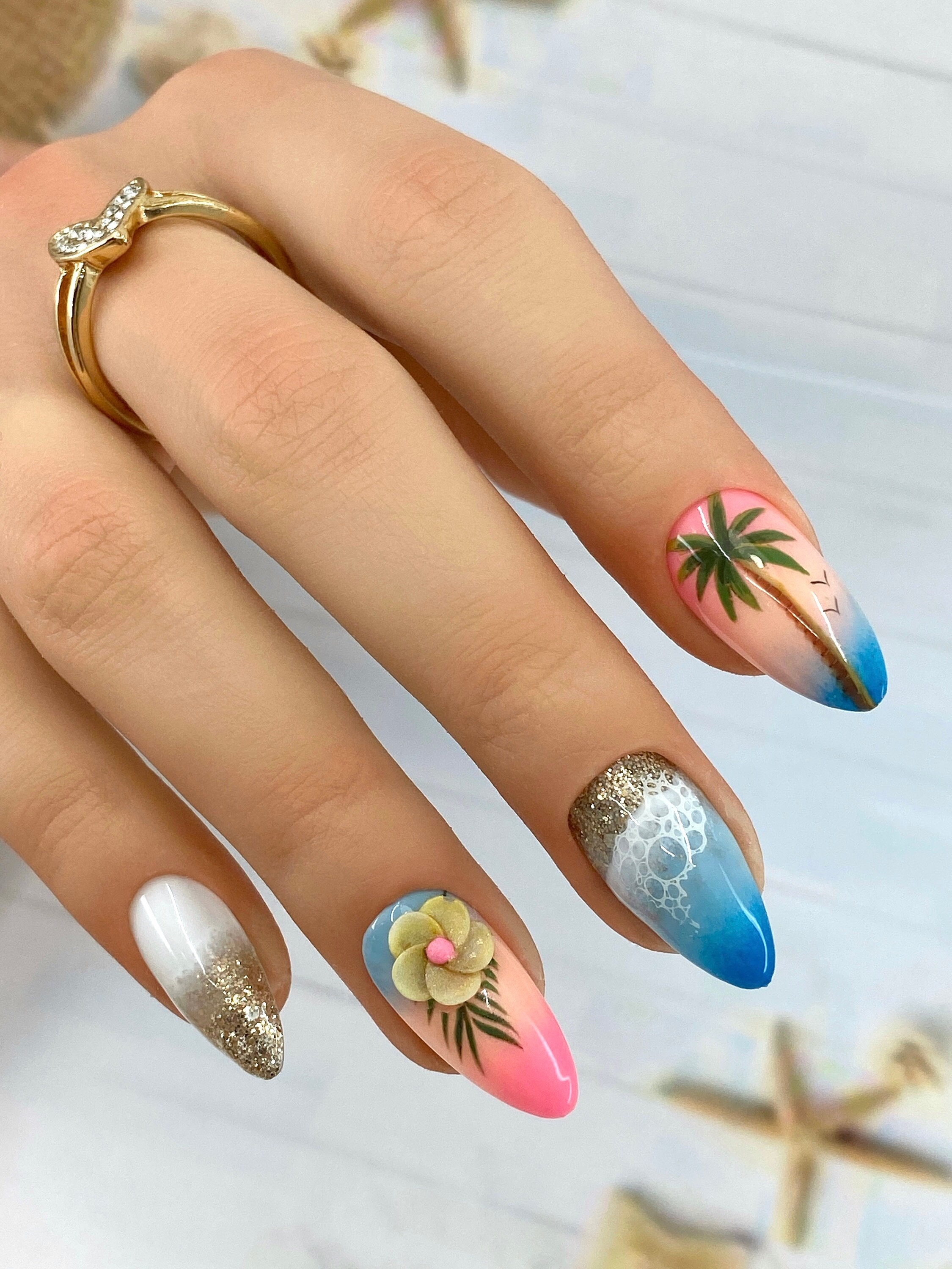 Tropical Summer Dip Nails That Shine
