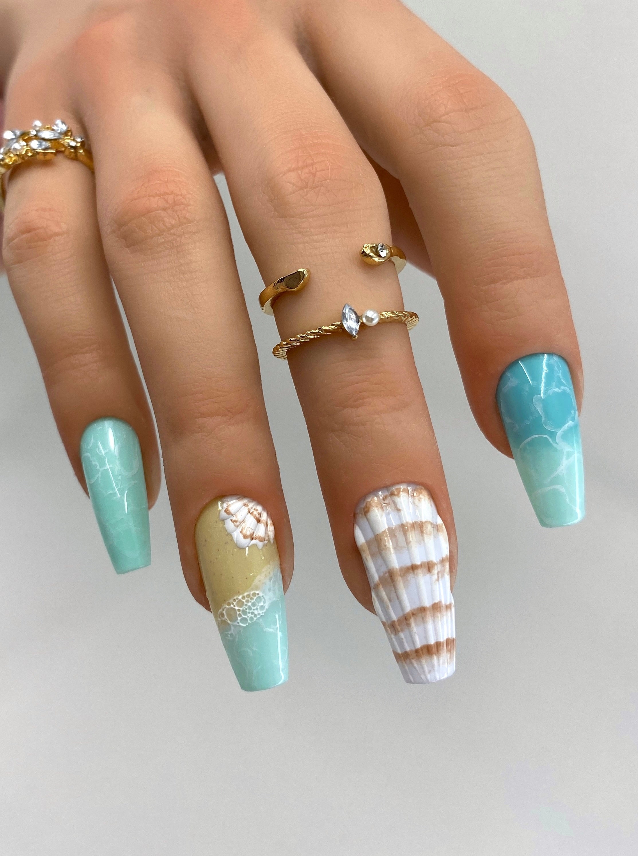 acrylic beach nails
