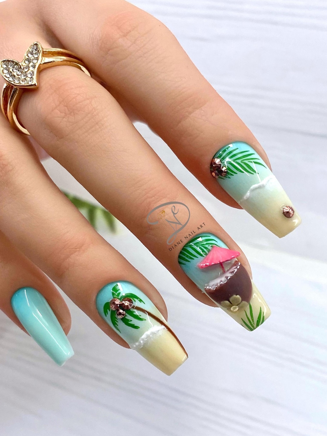Coconut Print Nails for Summer Glam