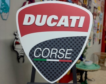DUCATI Wall Decoration, Ducati Wooden Sign, Ducati Wall Art, Ducati corse, CORSE, Motorcycle logo, Garage.