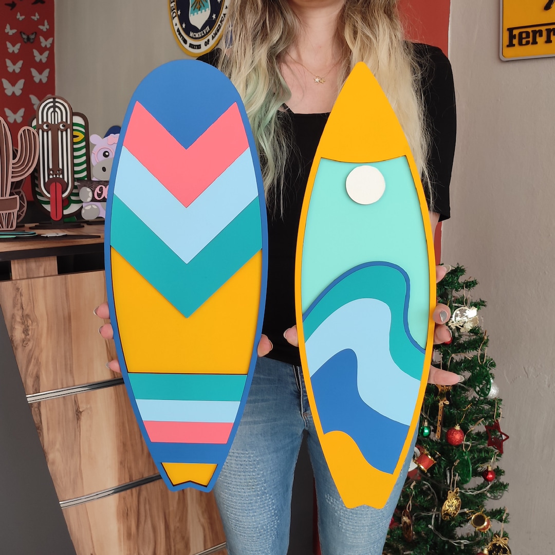 2 Pieces Unique Wooden Surfboard Wall Decor Perfect Choice for Home