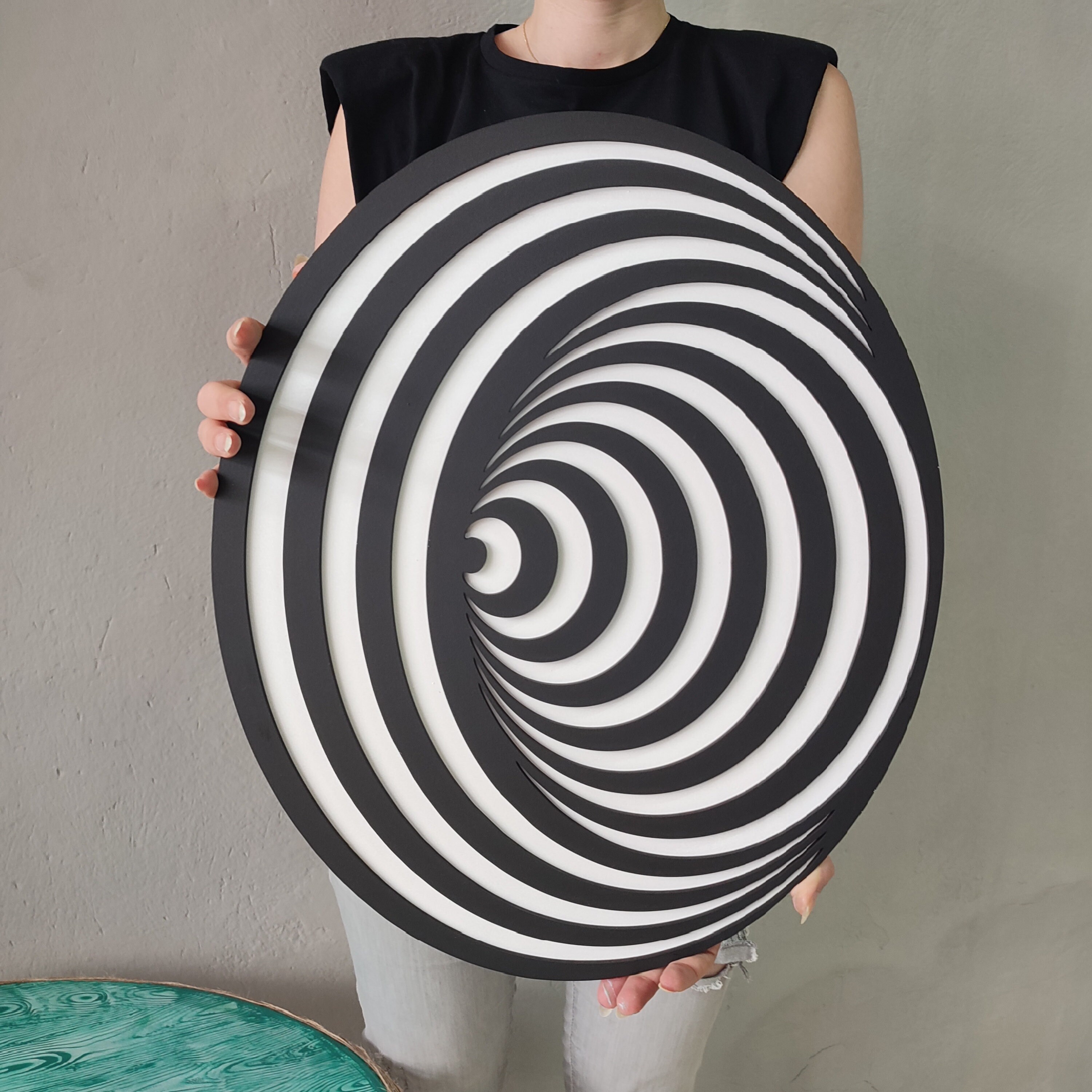 3D Optical Illusion Wooden Wall Decor, Swirl Wall Decor Add Depth and