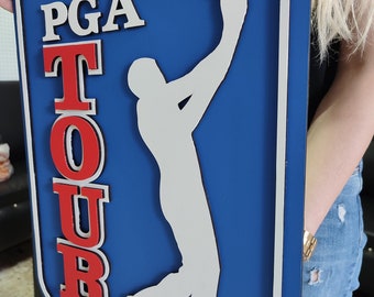 PGA TOUR ゴルフサイン 看板　おしゃれ PGA Tour 3D Wooden Wall Art | Golf Tournament Sign | Golf