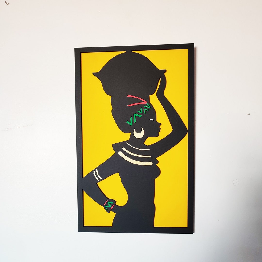 African Woman Wall Decor, Modern Wall Decor, Home Wall Design, Wooden