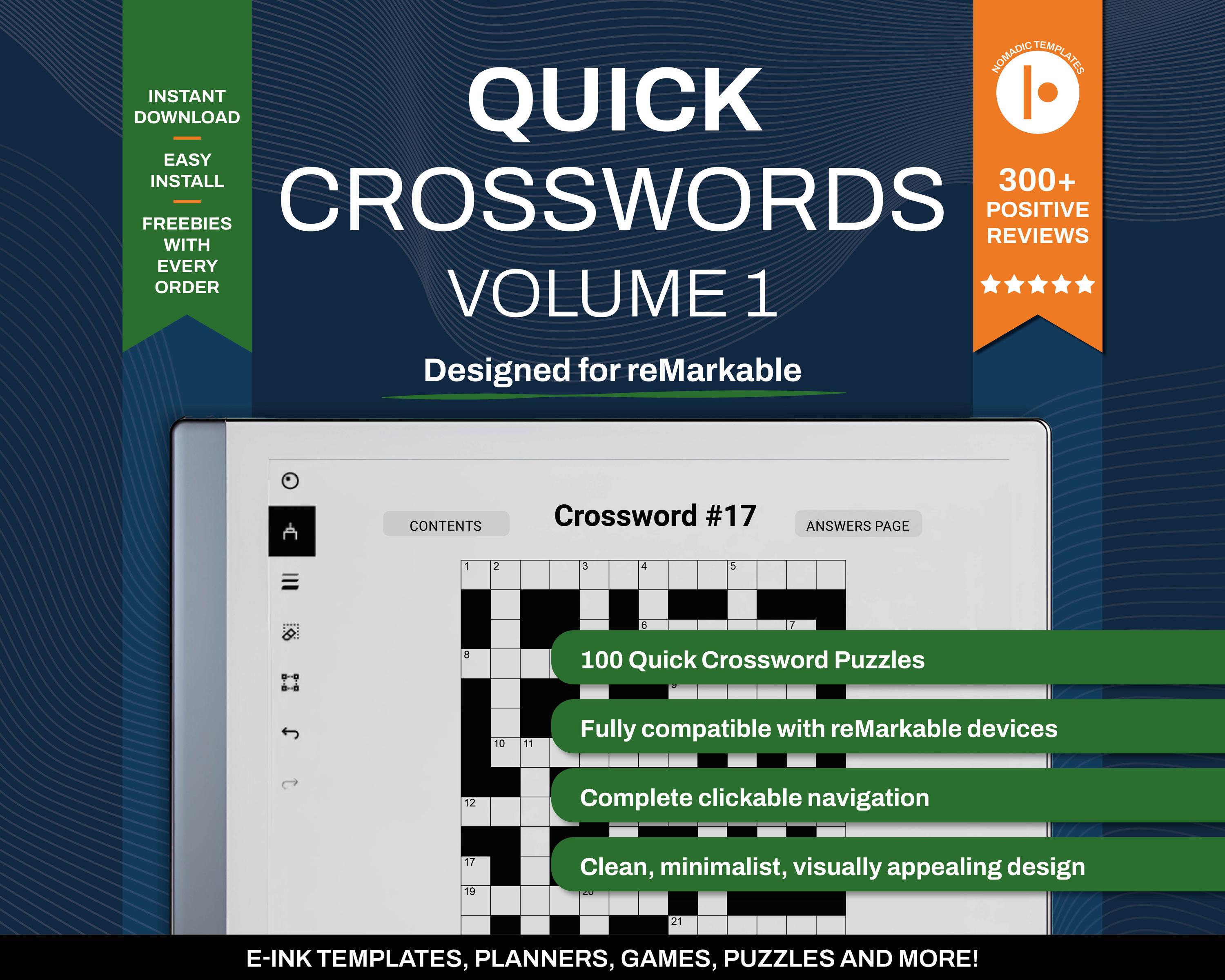 Crosswords for remarkable volume 1 | games and puzzles | clickable pdf  template | digital download | with hyperlinks | for e-ink tablet - etsy  australia