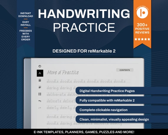 Handwriting Practice for reMarkable | Neat Handwriting Sheets | Penmanship | Digital Download | Hyperlink Interactive PDF